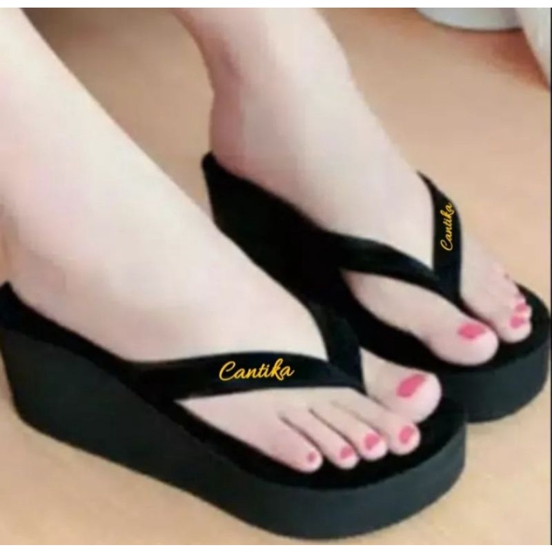 sandal wedges jepit cantika wanita model terbaru