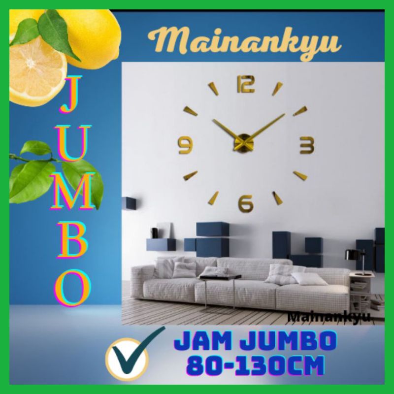 3D JAM DINDING BESAR RAKSASA DIAMETER 130CM GIANT WALL CLOCK SILENT SWEEP IMPORT