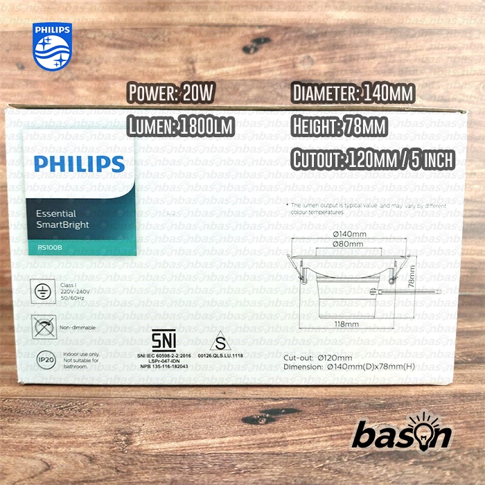 PHILIPS RS100B 20W 1800lm D120 - Essential SmartBright LED Spotlight