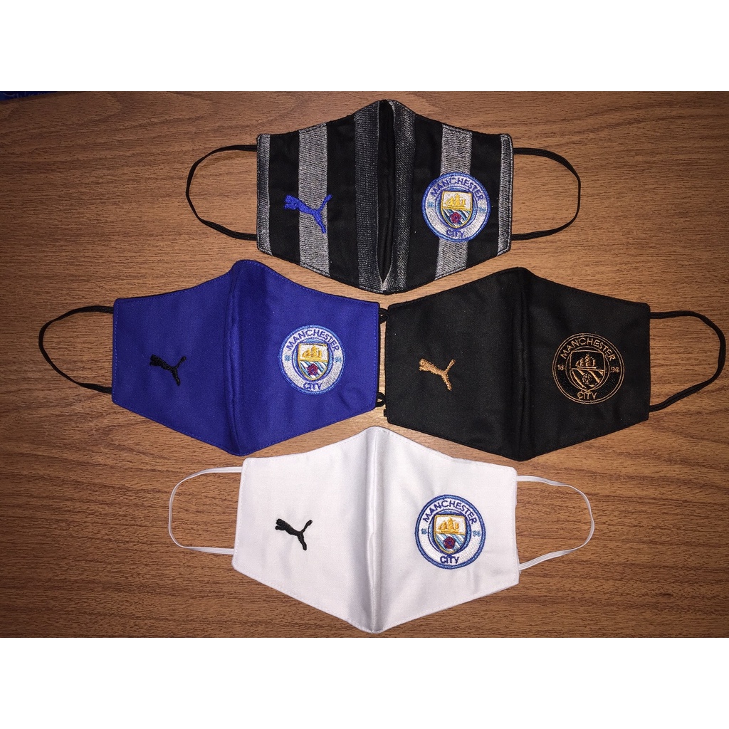 Masker Manchester City (bordir &amp; 3 ply)