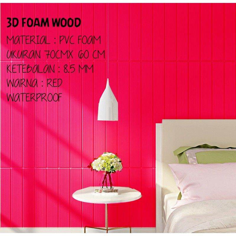 3D FOAM BRICK FOAM KAYU RED UKURAN 70CM X 60CM