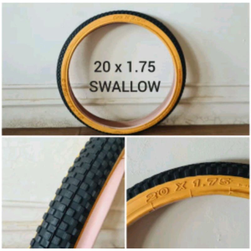 Ban Luar Sepeda BMX Swallow 20 x 1.75 Super Track Tire Ukuran 406 Atau Size 20 Murni Nylon Cocok Seli bmx minion