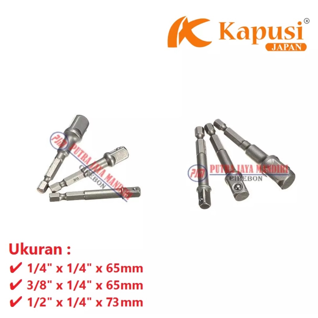 KAPUSI Power Extention Bar Set  / Adaptor Sock Set 3 Pcs 1/2” 3/8” 1/4” / Adaptor Sock To Bor