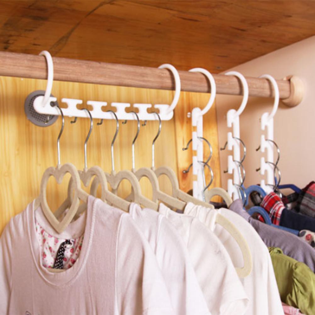 8pcs Set Clothes Hangers Rack Wardrobes Closet Clothing Hook Space