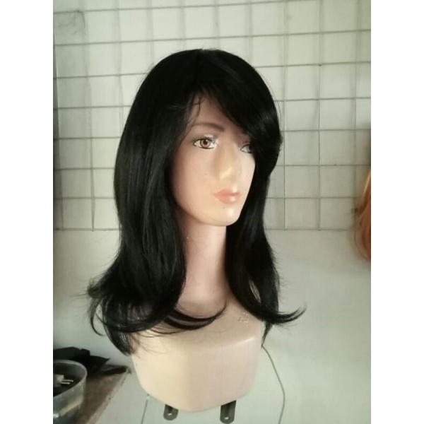 Rambut Palsu pria wanita wig human hair hairclip human rambut palsu sintestis panjang pendek