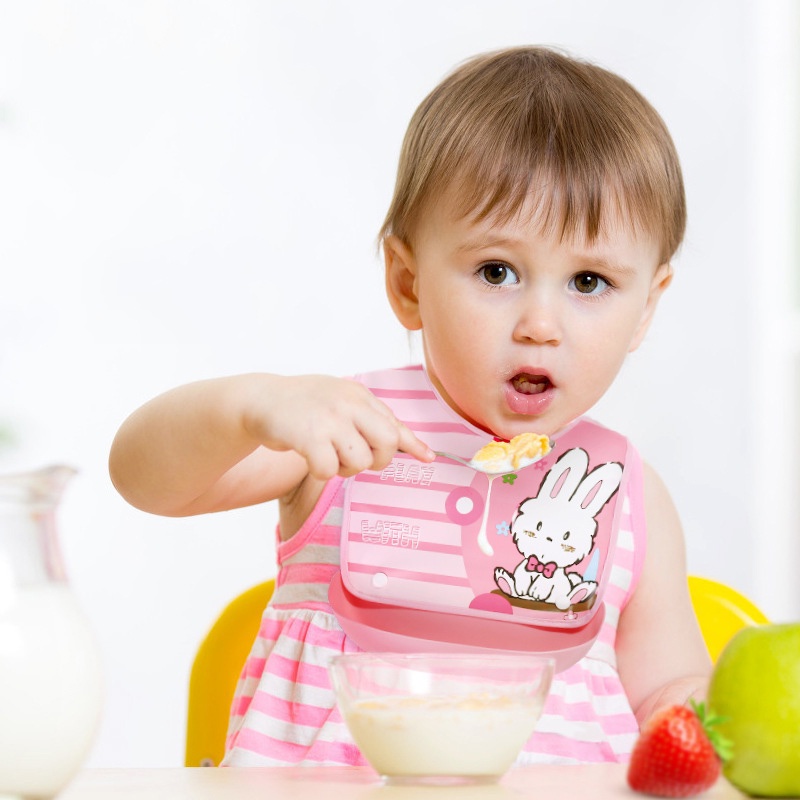 Premium Baby Bibs Silikon BPA Free Waterproof MPASI Celemek Makan Bayi Feeding Silicone Slabber Bib/C 2