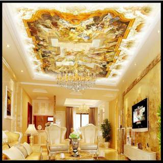Wallpaper 3d Custom Plafon Warna Kuning Emas Shopee Indonesia