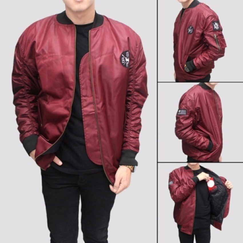 Jaket Pilot Bomber Scoot Logo BSGR Pria/Cowok - Hitam/Biru Navy/Merah Maroon/Hijau Army