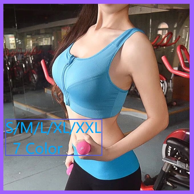 3/4 Cup Zipper Shockproof Sports Bra dengan Pads Wireless Fitness Yoga Sports Bra Gym 801