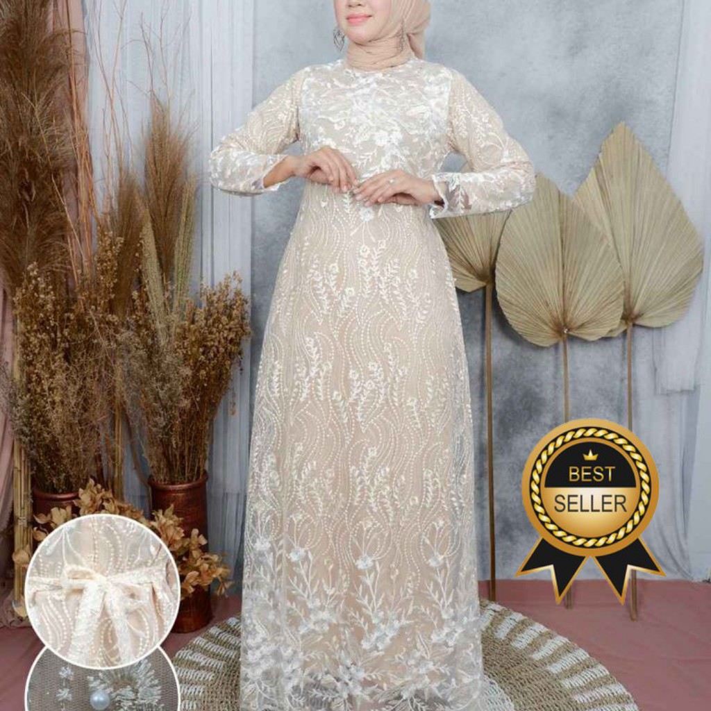 [BRUKAT PREMIUM ADA JUMBO] MAXI DRESS KONDANGAN DRESS BROKAT GAMIS KONDANGAN GAMIS BRUKAT