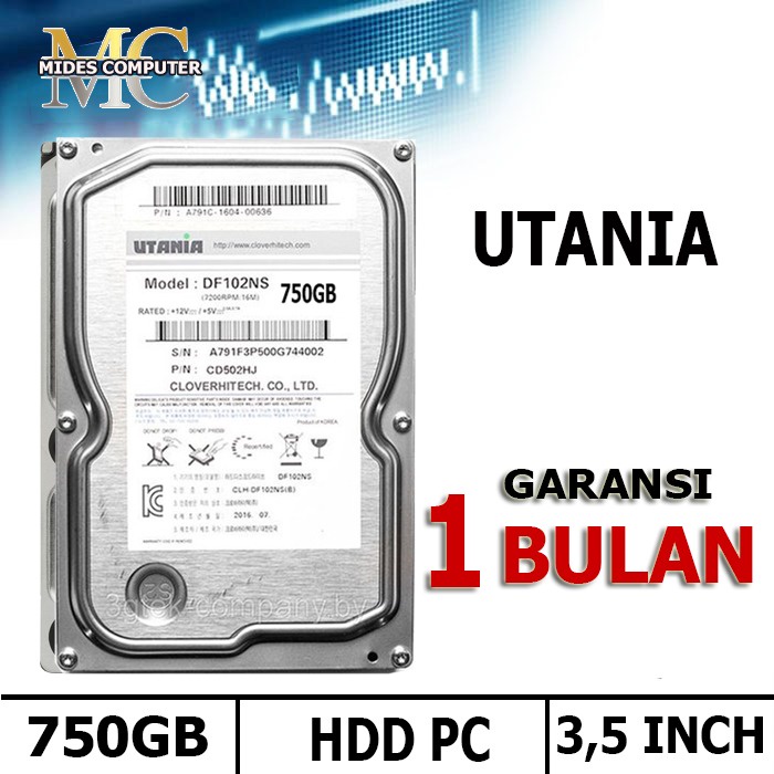 Hardisk HDD Harddisk 750GB Internal PC 3.5 SATA UTANIA