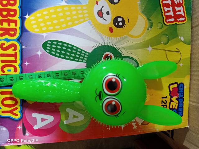 PUFFER BALL CUTE ANIMAL LAMPU STICK / RUBBER STICK TOYS / mainan anak bayi pencet led murah