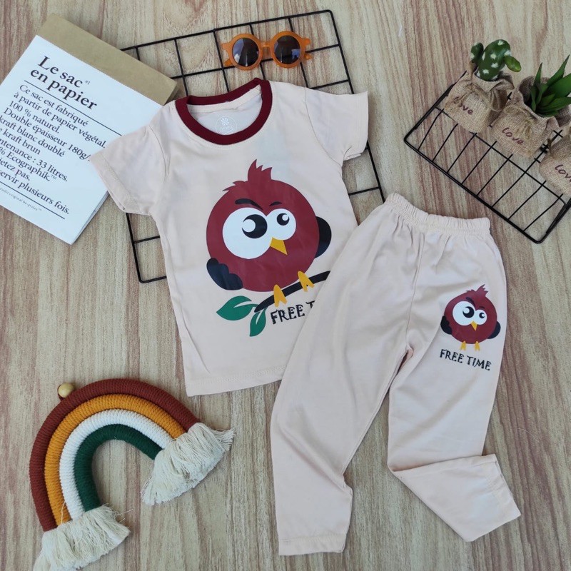 Set baju anak/ set karakter anak / Baju anak owl