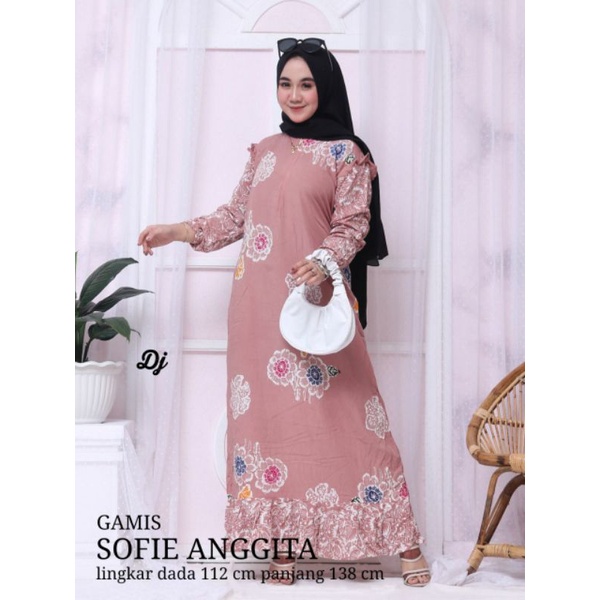 gamis sofie anggita warna nude pastel