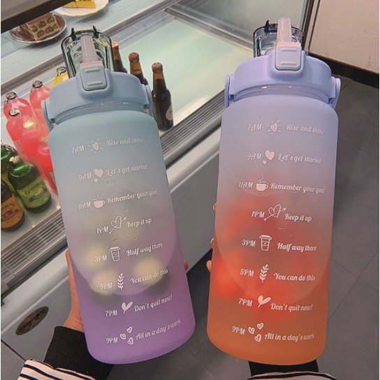 𝗘𝗕𝗦 ✅ Botol Minum Korea Viral 2Liter dan 1,2Liter Free Sticker Warna Gradiasi Lucu Murah Import COD