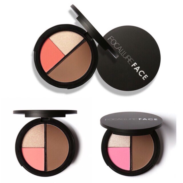 (BONUS LIPSTICK) Focallure Trio Blush On / Highlight &amp; Contour Powder FA20