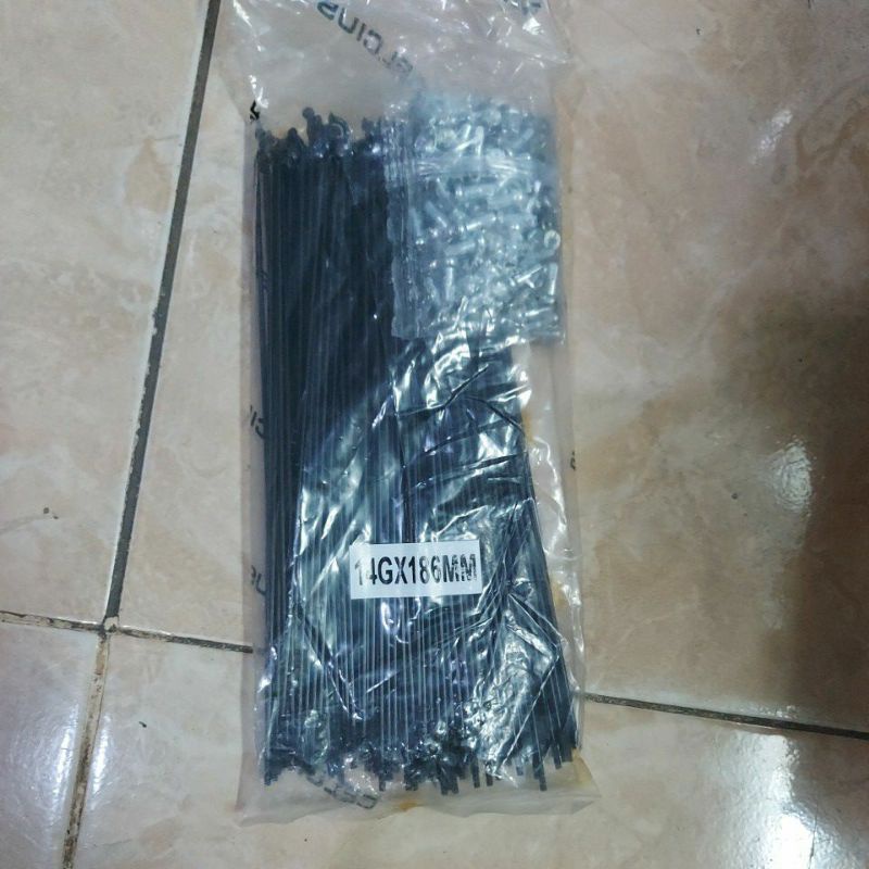 jari jari sepeda ukuran 20 warna hitam (144pcs)