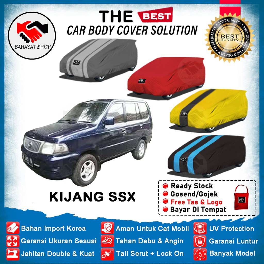 Sahabat Body Cover Mobil Kijang Kapsul / Sarung Penutup Toyota Kijang Kapsul SSX Outdoor 2000 2001 2002 / Tutup Mantel Selimut  Jas Mantol Kerodong Kelambu Mobil Kijang Kapsul Anti Air Waterproof Model Biru