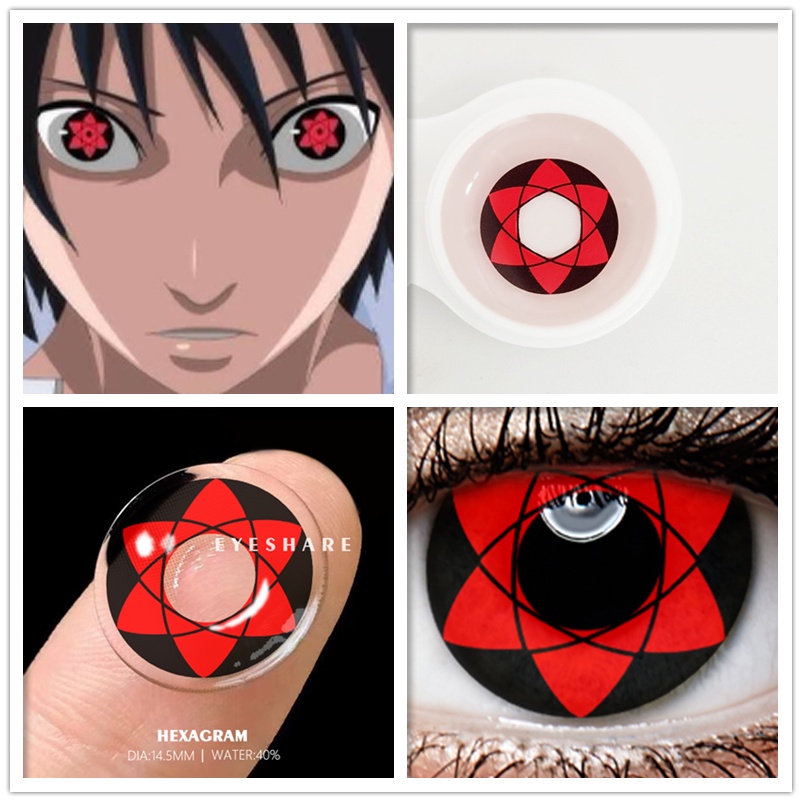 [✅COD &amp; READY STOCK] Lensa Kontak Mata Hitam Semua Softlens Soflens Harajuku Cosplay Manga Anime Naruto Uchiha Itachi Lensa Kontak Halloween DIA:14.5MM Kakashi