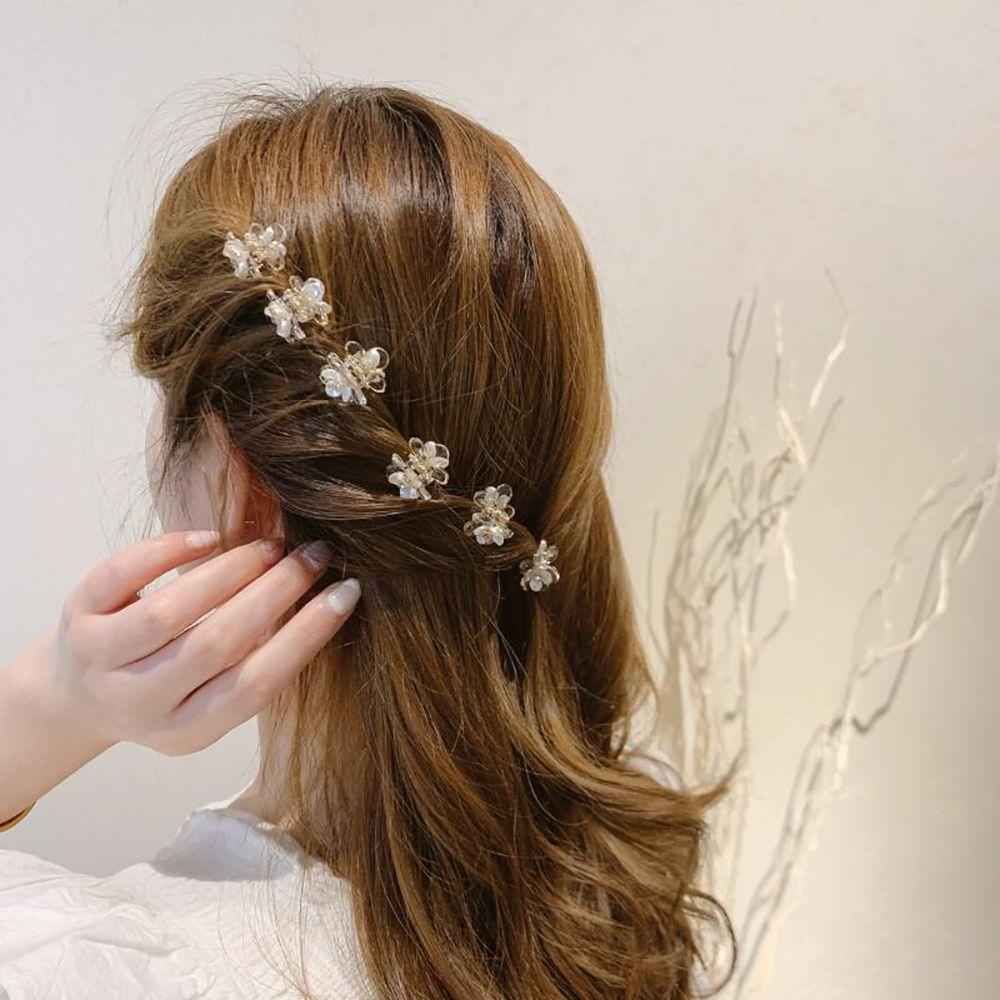 Agustinina Flower Hair Claw Korea Manis Wanita Hadiah Gaya Minimalis Alloy Jepit Rambut