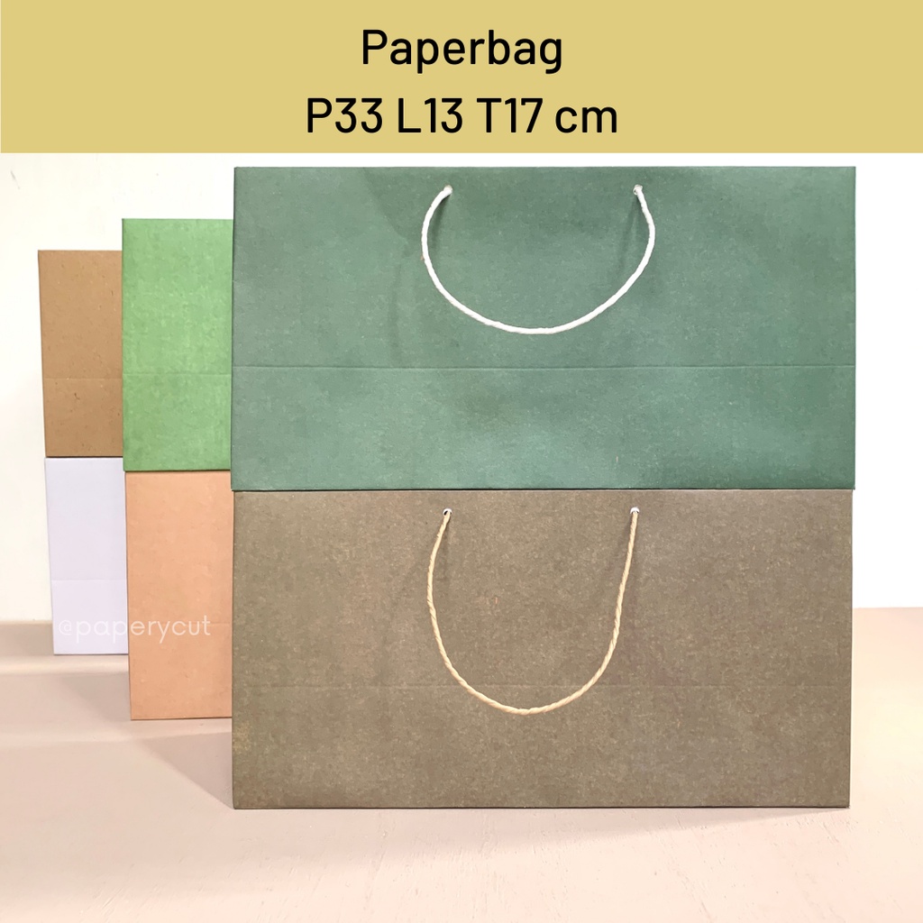 

Paperbag Tas Kertas Kraft Warna Polos Goodie Bag 33 x 13 x 17 cm