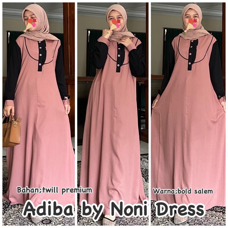 Daster Arab Noni ADIBA Maxi Dress Long Dress Gamis Premium Twill