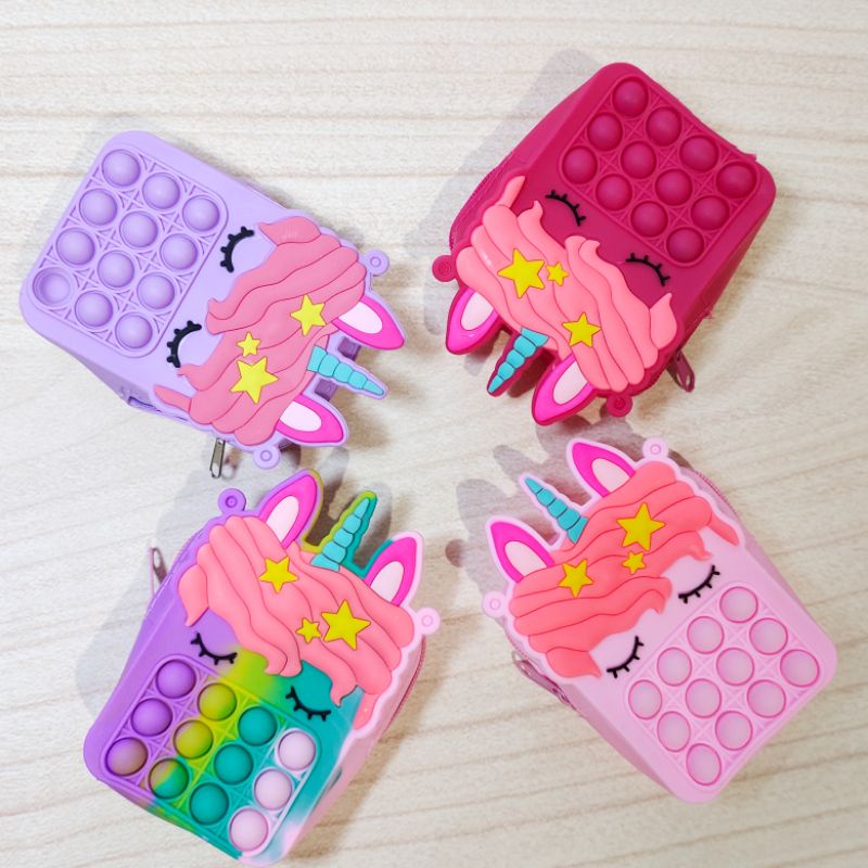 Mainan Pop It Bag Unicorn / Tas Pop It unicorn / Pop bubbles Bag / Tas Unicorn / Tas Anak Perempuan