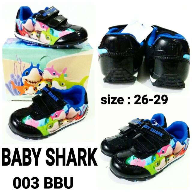 Sepatu sekolah anak cowok cewek unisex Baby shark 003 BBU sepatu junior murah dan terbaru