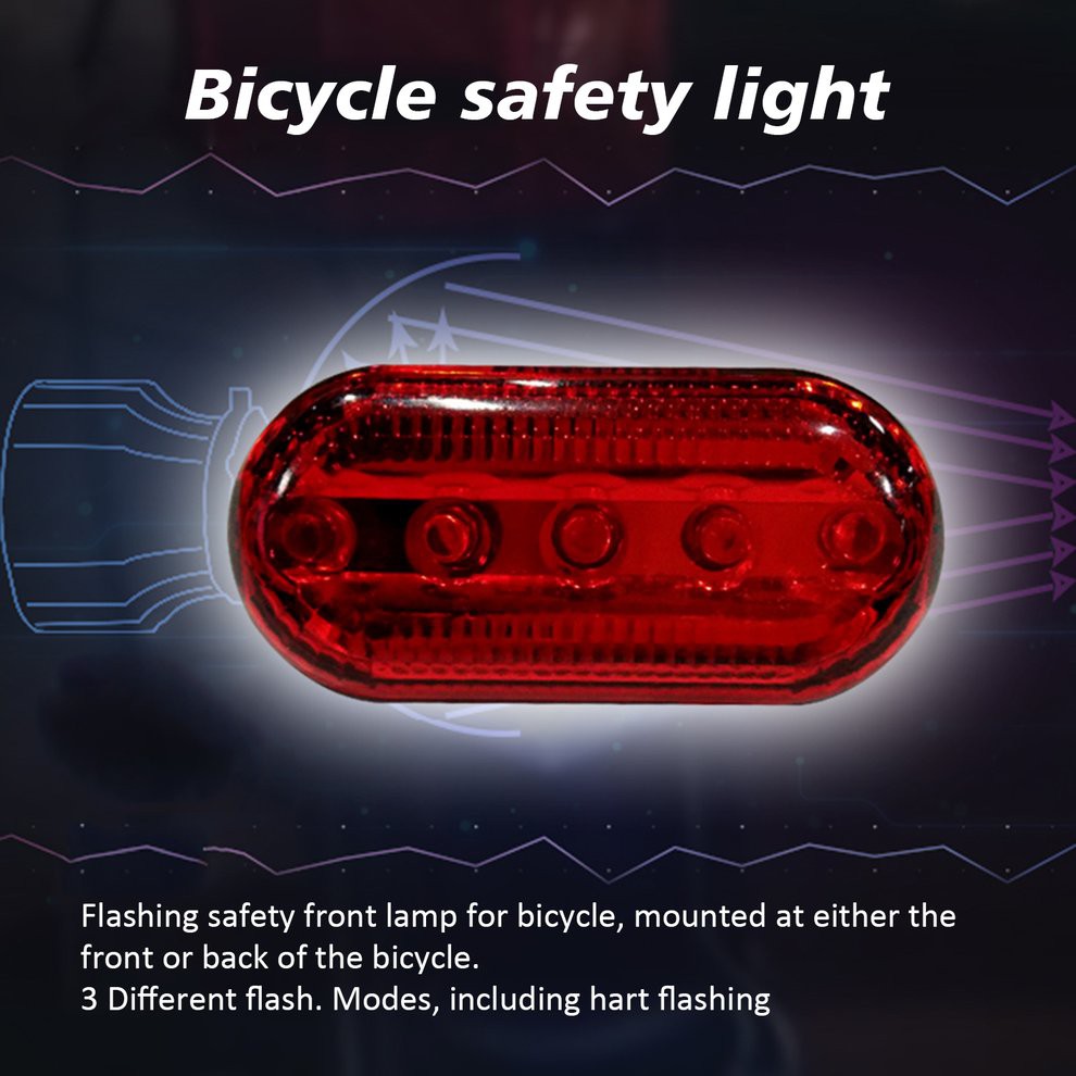 LAMPU SEPEDA Waterproof 5 LED Bike Bicycle Light Safety Flashlight Warning Lamp