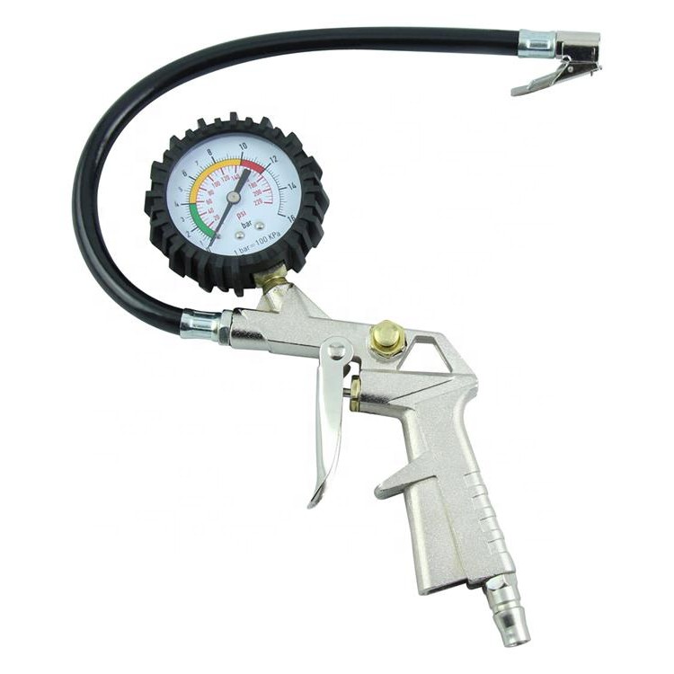 Tire Inflator Air Pressure Gun Ukuran Angin 3 in 1 kelapa selang pompa Isi Angin  Alat ukur jarum