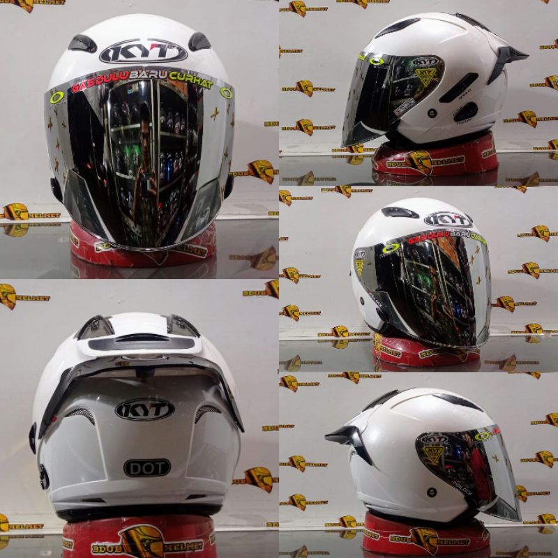 HELM KYT GALAXY FLAT R SOLID WHITE/PAKET GANTENG 100% ORIGINAL SNI-DOT-WHITE/VENOM/SILVER