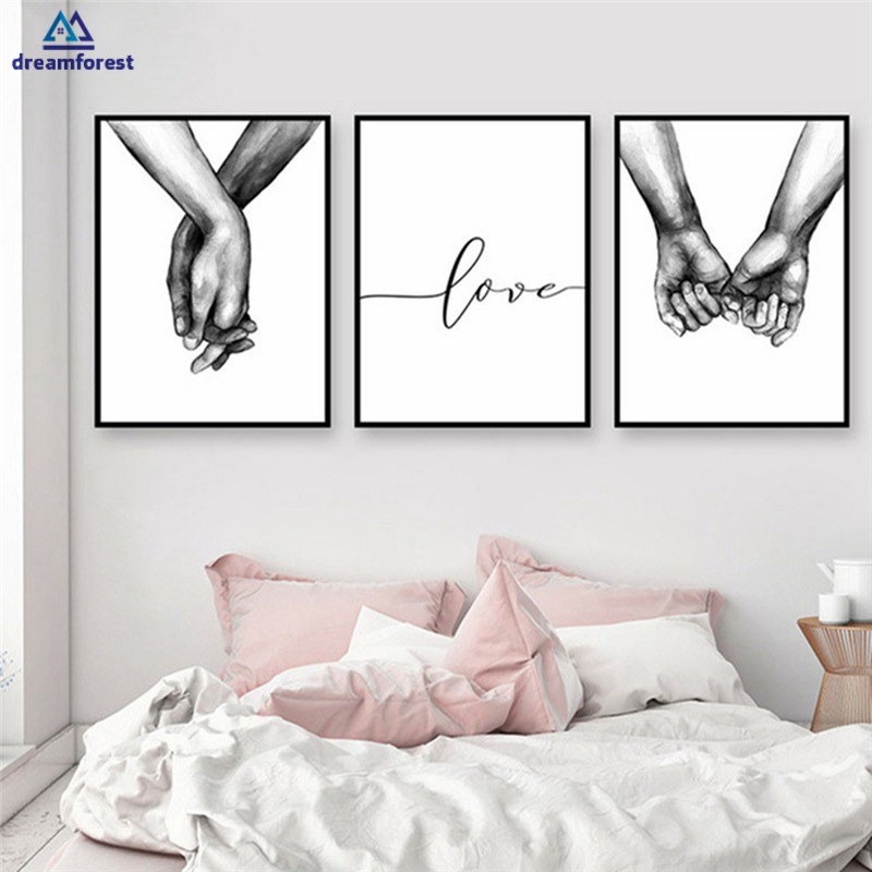 Df Nordic Black White Style Sweet Love Wall Art Canvas Poster Minimalist Print Love Painting Picture Shopee Indonesia