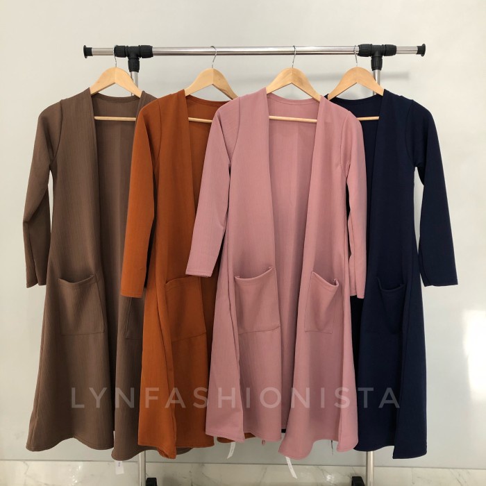 MUSLIM-CARDIGAN- CARDIGAN POLOS BASIC/OUTER PANJANG MUSLIM/LONG CARDI WANITA/SHERINA - MUSTARD