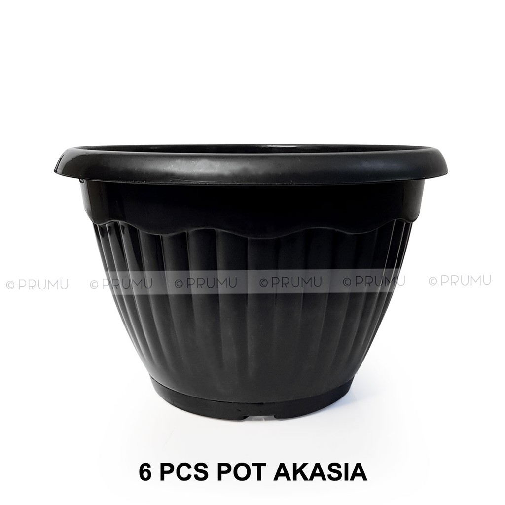 6 Pot Bunga 30 cm- Pot Tanaman - Pot Plastik - Tempat Bunga - Tabulampot -  Clio Akasia 30