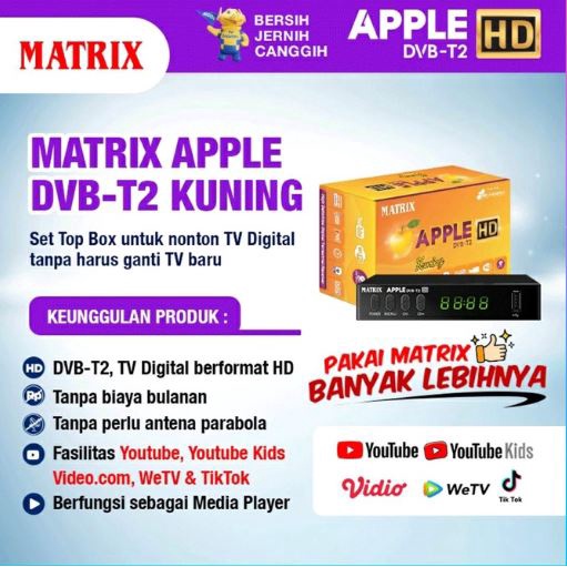 Set Top Box Tv Digital Matrix DVB T2 GARUDA BIRU / Apple HD EWS / Set Top Box Dvb t2 / Set Box Tv Digital / Box Tv Digital / Set Top Box Tv Tabung