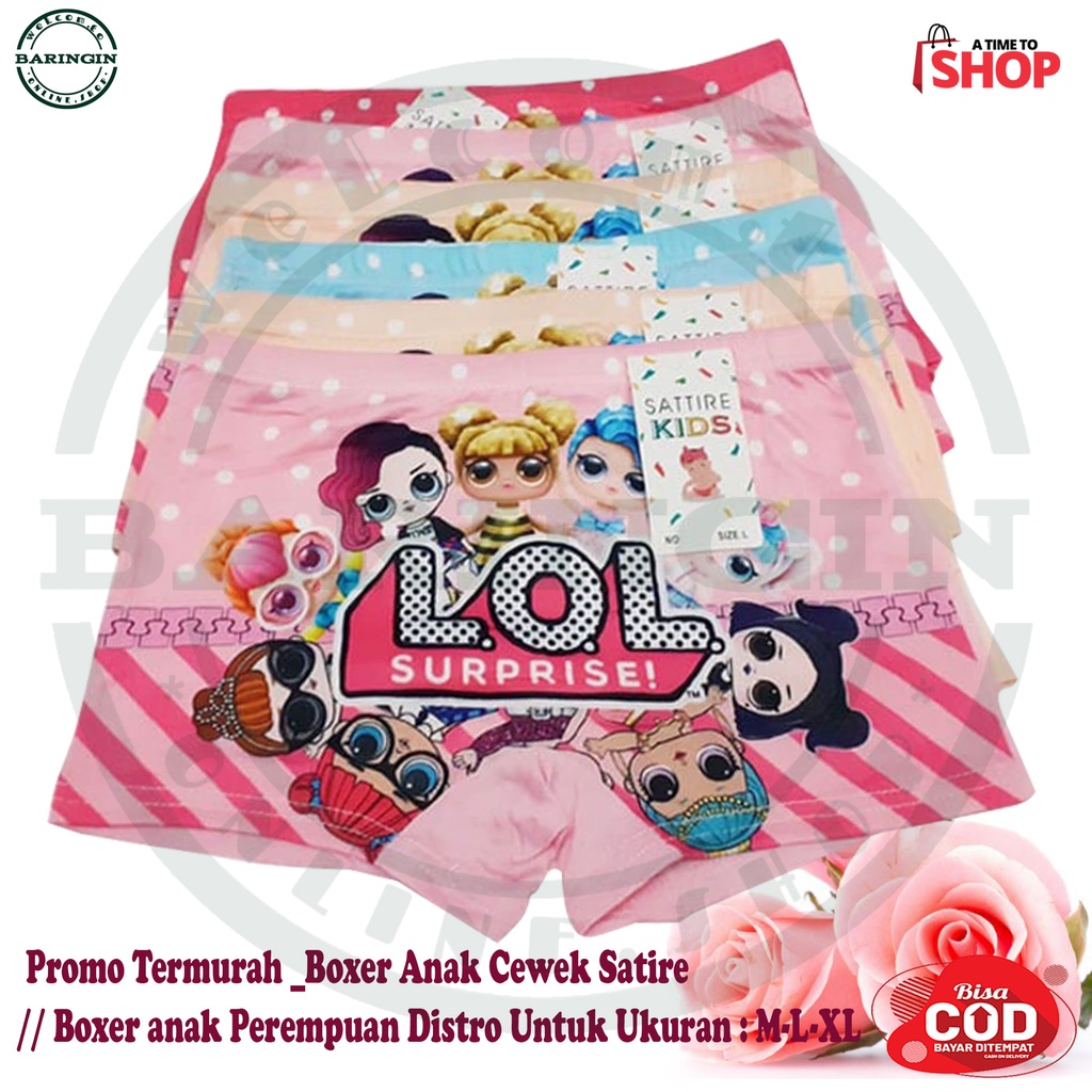 Dalaman Anak Perempuan ISI 12 PCS Boxer CD Anak Perempuan Motif Lucu Size M-L-XL | Boxer import Murah