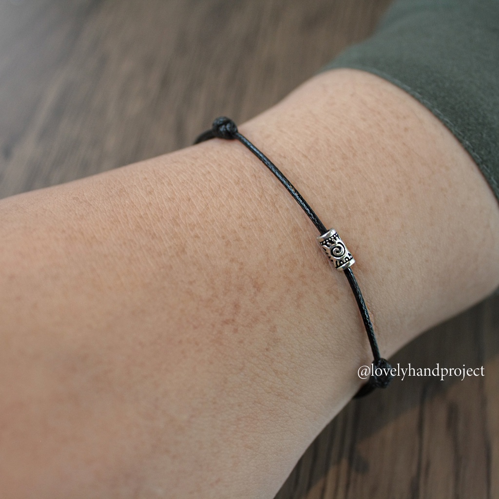 Gelang Couple Antique Minimalist Simple Anti Air Antik Motif Ukir Prasasti Short Tube Inscription