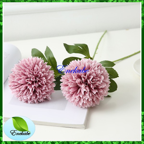 Bisa COD Bunga Krisan Bulat Dekorasi Bunga Artifisial Bunga Dan Daun Palsu Ukuran Besar