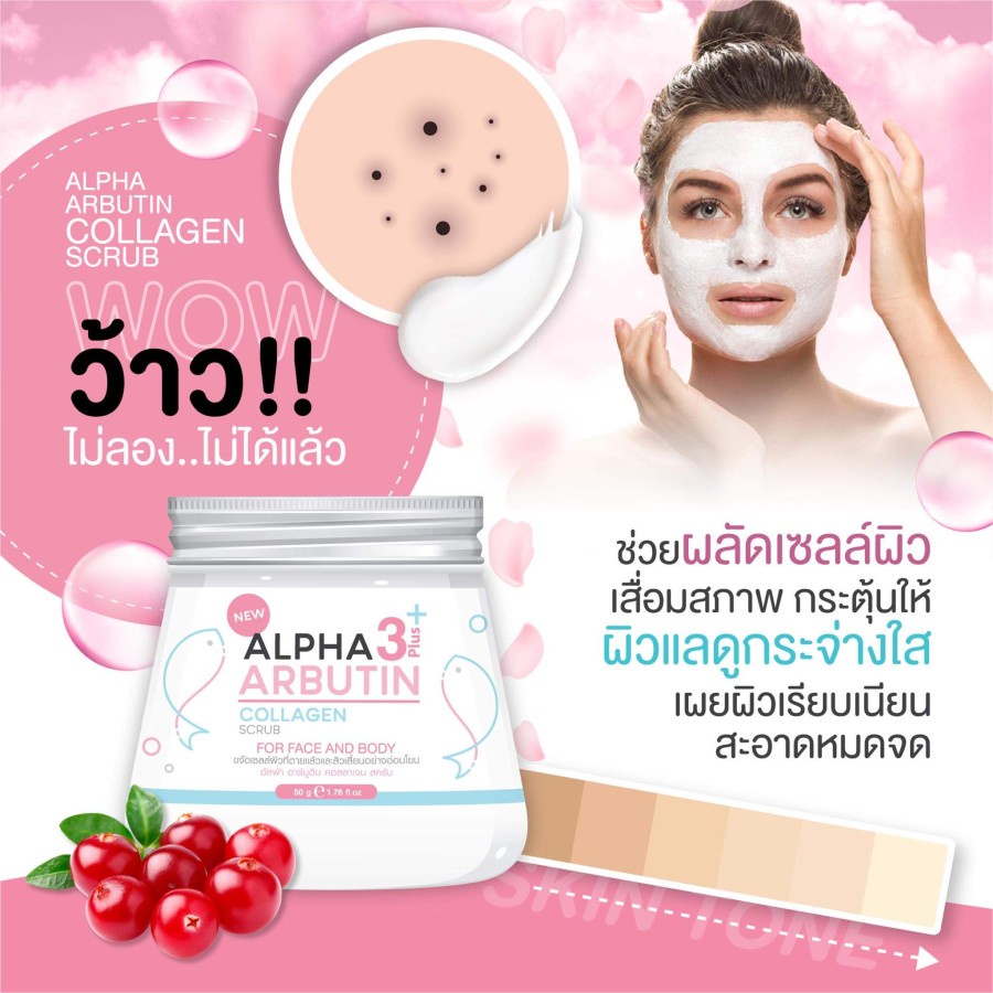 [ COLLAGEN SCRUB ]  ALPHA ARBUTIN 3 Plus Lulur Muka dan Wajah THAILAND