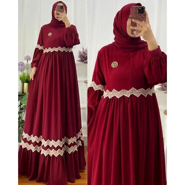 Gamis Ceruty Renda Zigzag