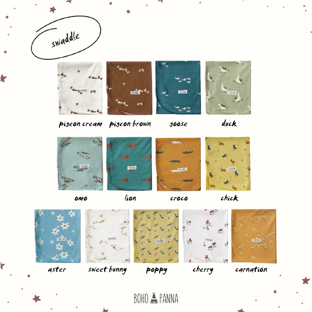 BANYAK MOTIF BOHO BABY BEDONG BAYI SWADDLE BOHOPANNA /BOHOBABY DISNEY SWADDLE PRINTING MOTIF NEWBORN