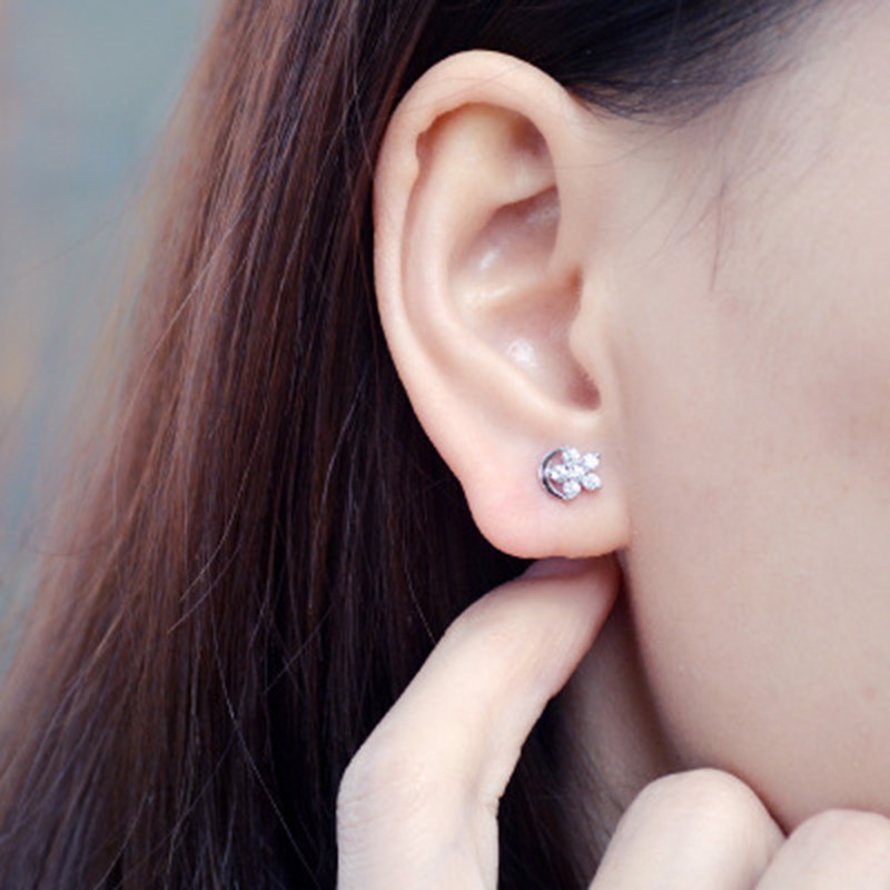 925 anting perak sterling anting-anting wanita dengan perhiasan fashion berlian