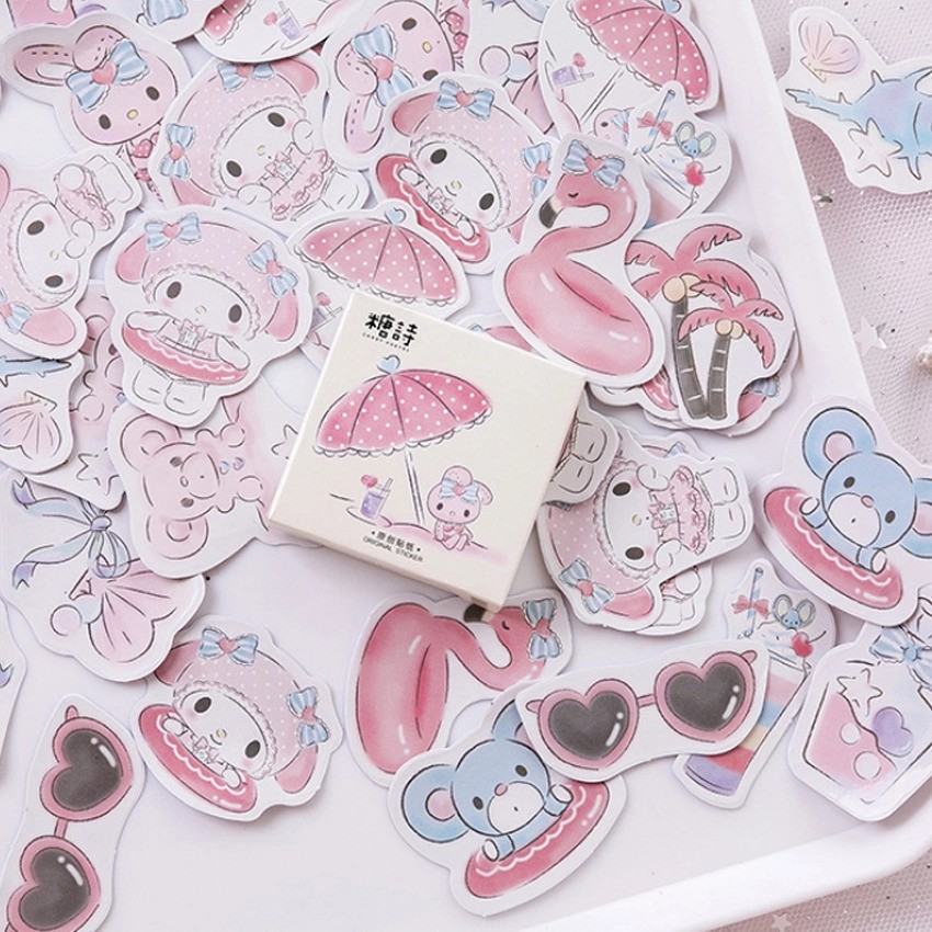 

[PER BOX] Stiker Aesthetic Tumblr Deco Scrapbook Bujo Diary DIY Pink Rabbit SAFA STORE