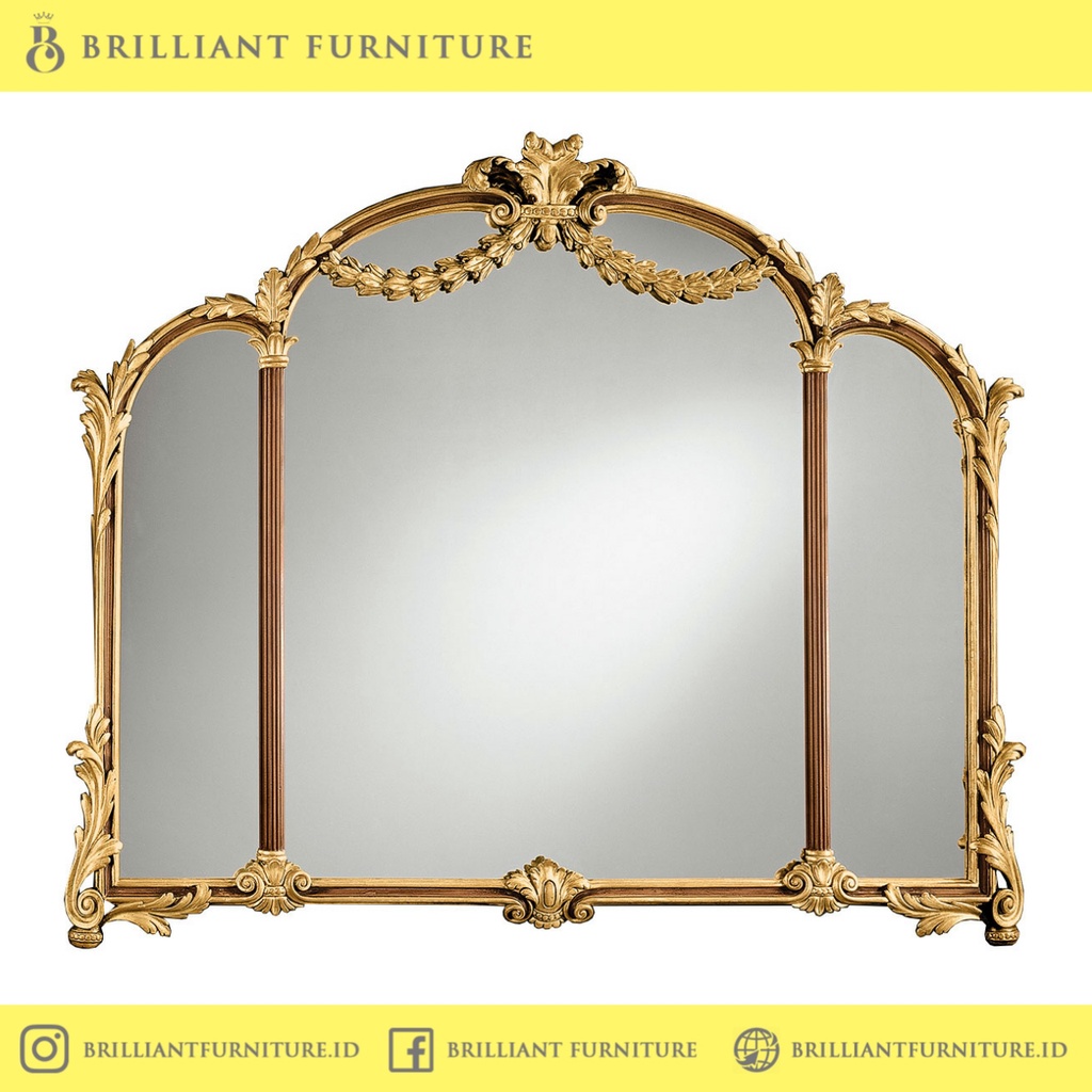 PIGURA KACA CERMIN MEJA RIAS UKIR JEPARA MEWAH GOLD / WALL MIRROR