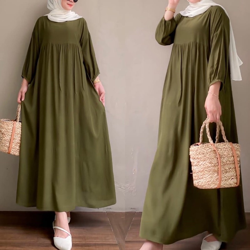 (DBY) GAMIS MIDI BURZANA DAILY MIDI DRESS RAYON UNIQLO