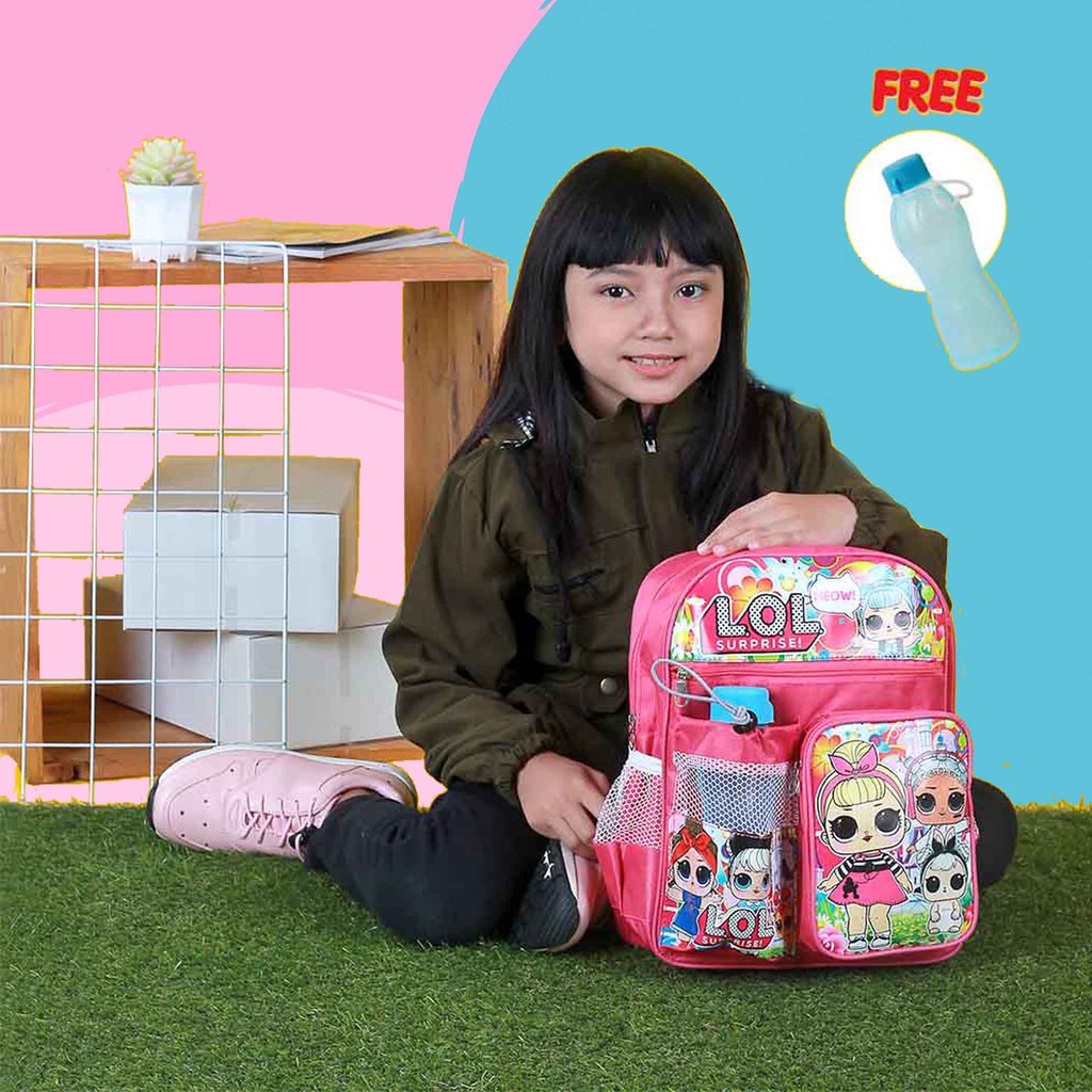 Tas Sekolah Anak Perempuan PAUD TK Bonus Botol Minum