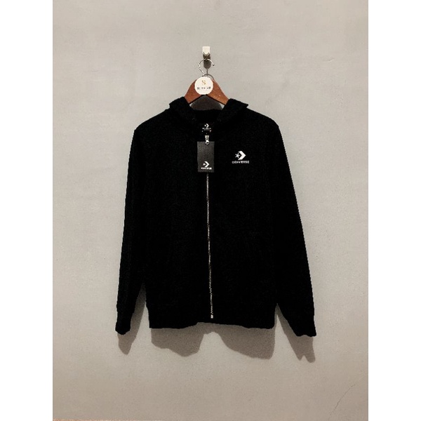 ZIPPER HOODIE CONVERSE STAR CHEVRON BASIC BLACK(100% ORIGINAL)