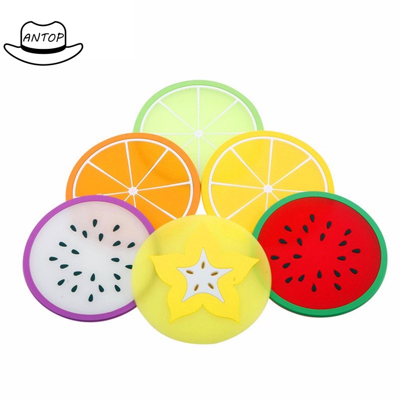 Fruit Shape Silica Gel Cup Glass Mat Tatakan Gelas Cangkir Motif Buah ANTOP