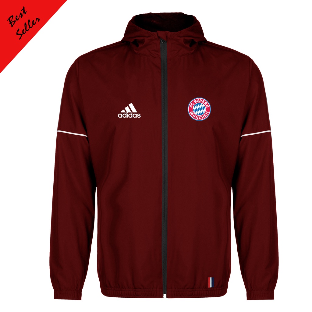 Jaket Terbaru 2022 BAYERN MUNCHEN / Jaket Kupluk Waterproof original / Jaket Pria Dan Wanita Keren, 