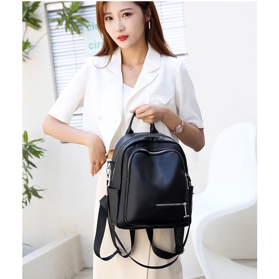 Tas Ransel Wanita Multifungsi Korean Style Fashion Kasual Kulit PU Tas Ransel Wanita Tas Tote Tas Kuliahan dan Sekolahan Tas Fashion Simple Kekinian Azgalery T255